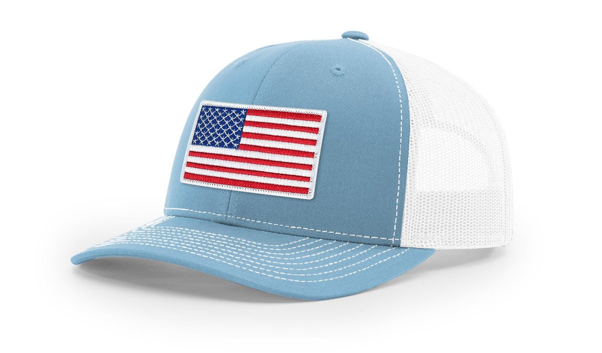 Joe's USA Flag Snapback Trucker Cap Red/White/Blue USA Flag Columbia Blue / White Hats