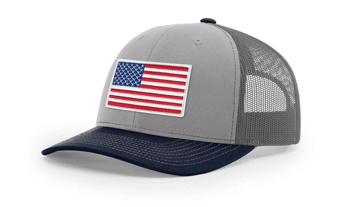 Joe's USA Flag Snapback Trucker Cap Red/White/Blue USA Flag Grey / Charcoal / Navy Hats