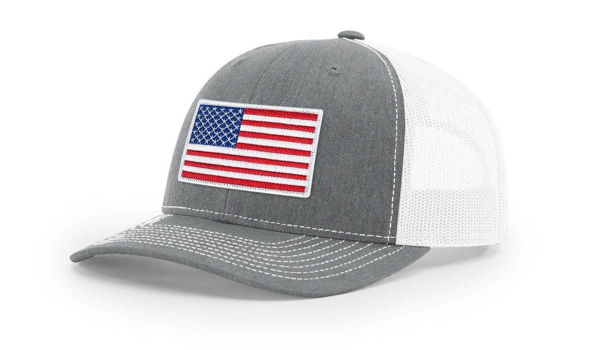 Joe's USA Flag Snapback Trucker Cap Red/White/Blue USA Flag Heather Grey / White Hats