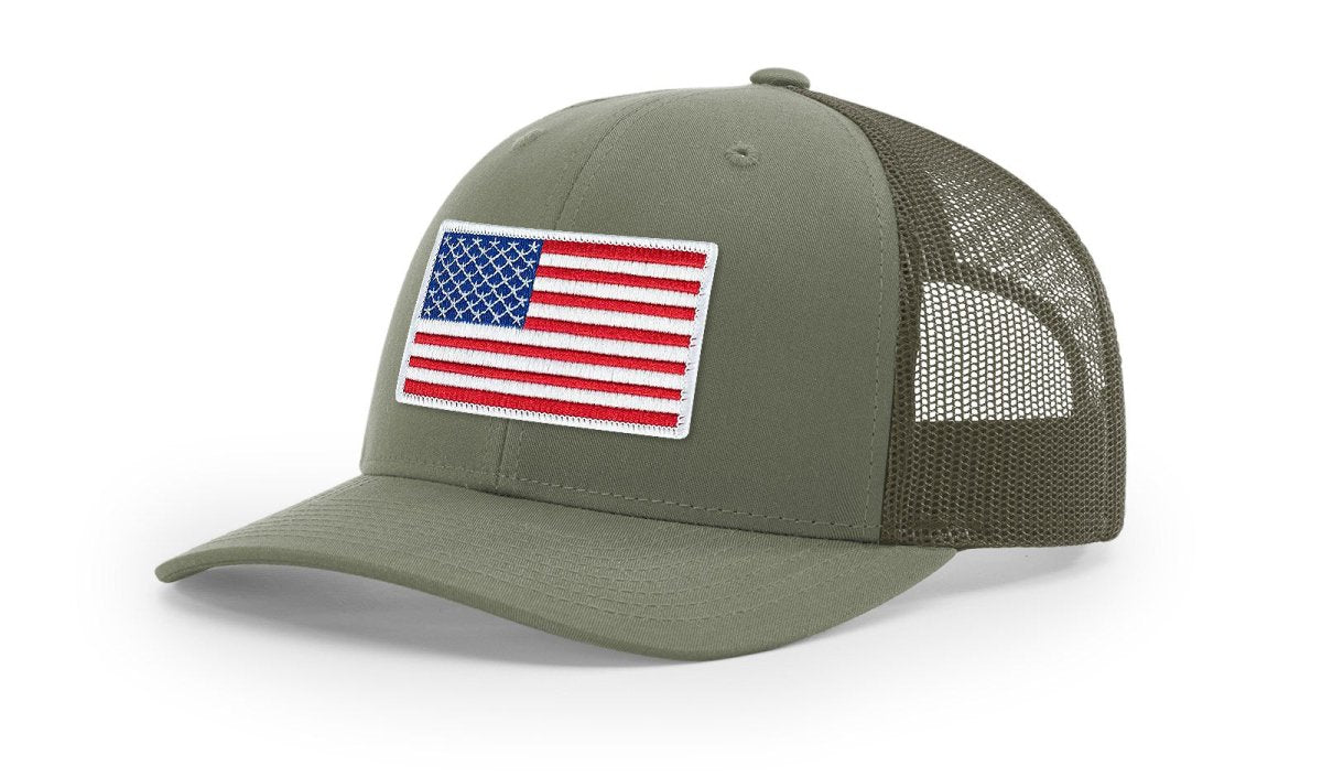 Joe's USA Flag Snapback Trucker Cap Red/White/Blue USA Flag Loden Hats