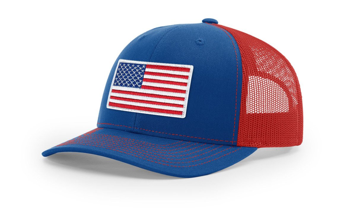Joe's USA Flag Snapback Trucker Cap Red/White/Blue USA Flag Royal Blue / Red Hats
