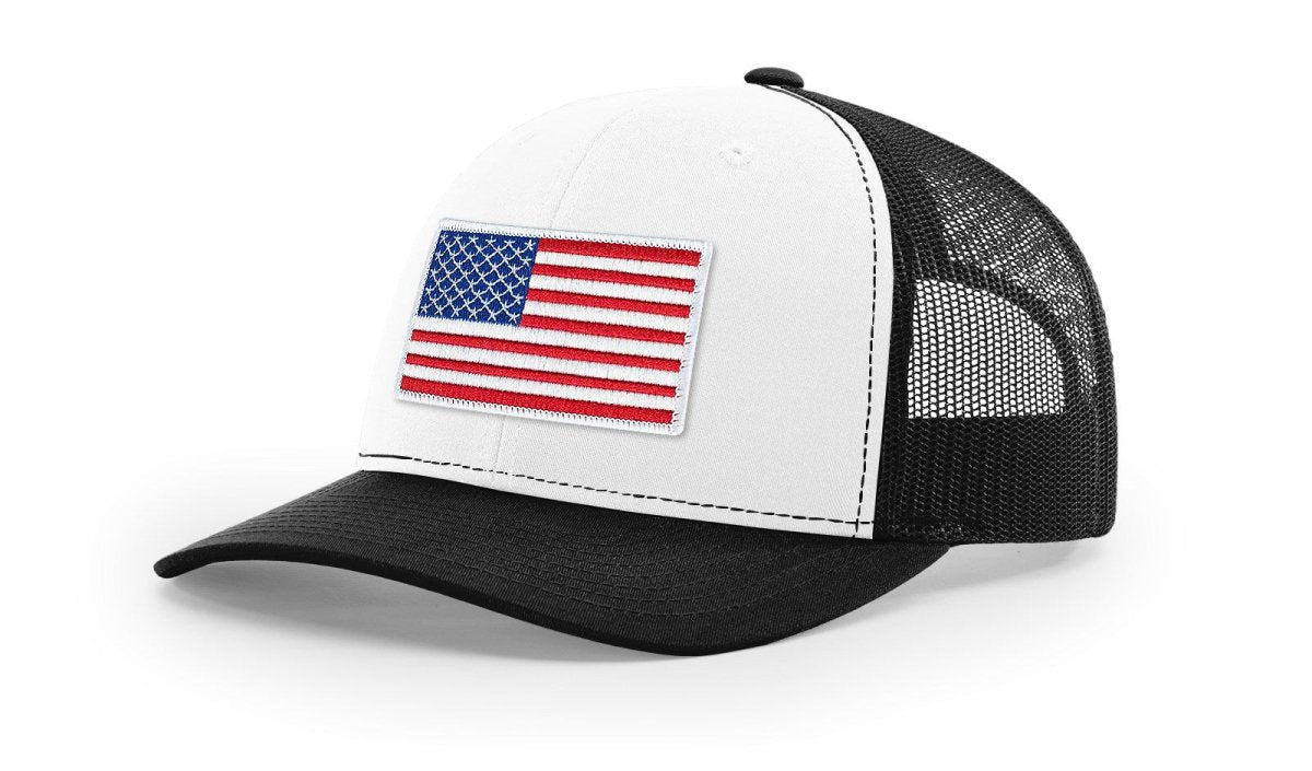 Joe's USA Flag Snapback Trucker Cap Red/White/Blue USA Flag White / Black Hats