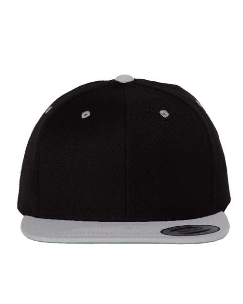 Joe's USA Flat Bill Snapback Cap Black/Silver Hats