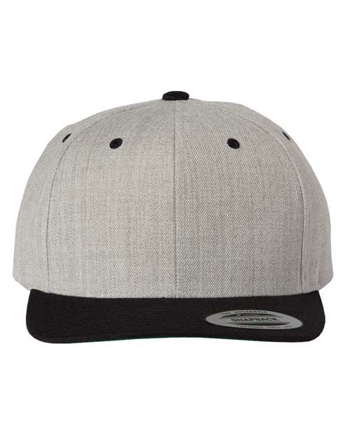 Joe's USA Flat Bill Snapback Cap Heather Grey/Black Hats