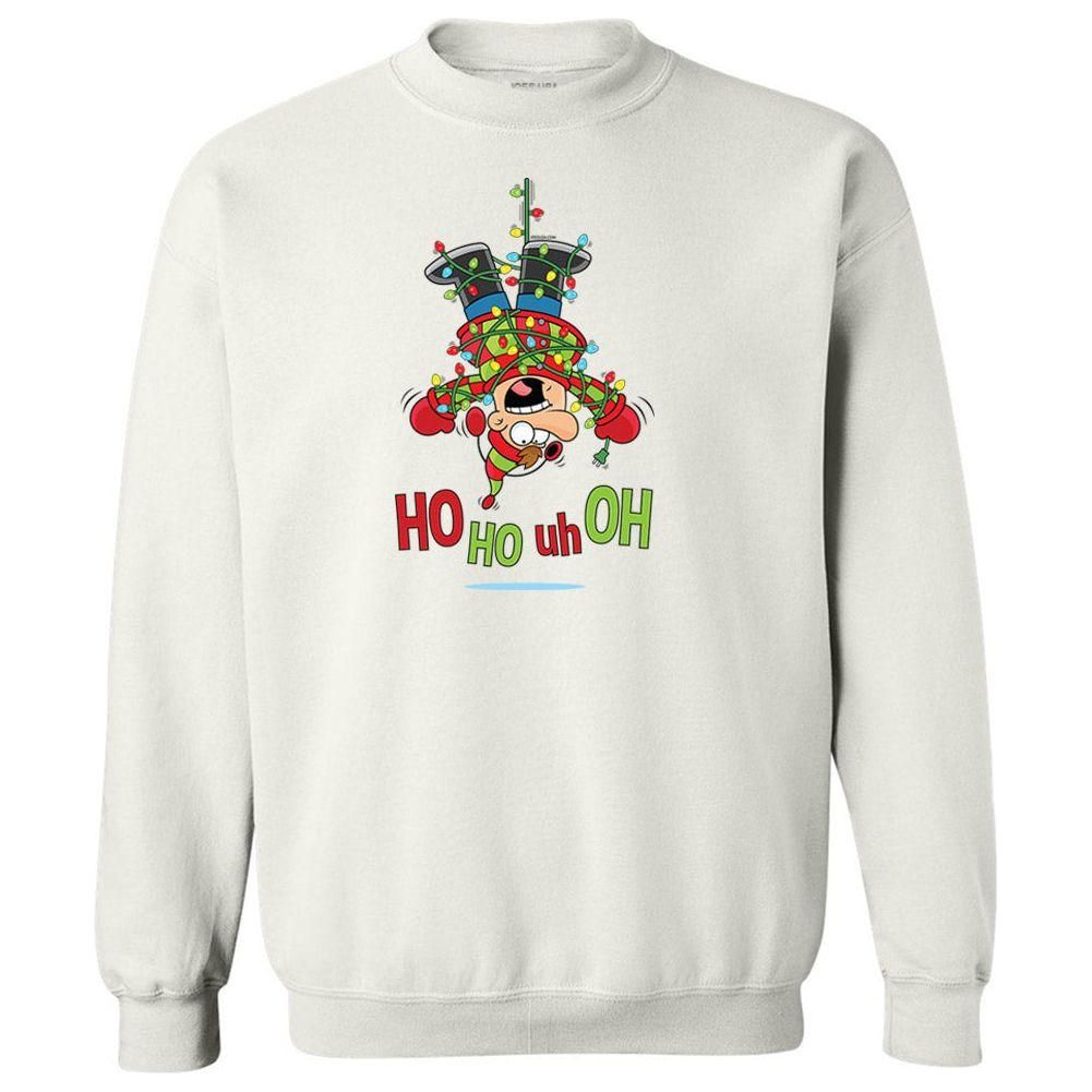 Joe's USA HO HO UH OH Graphic Collection White Crewneck Sweatshirt Small
