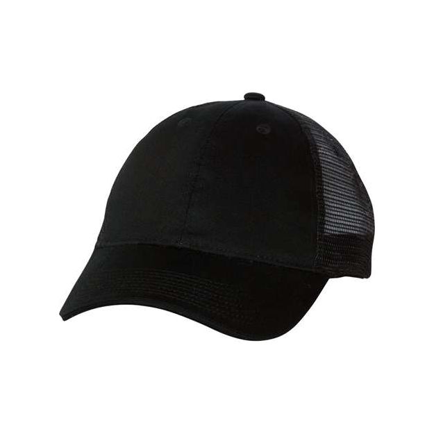 Joe's USA J102 Sandwich Trucker Cap - Wholesale Two - Tone Mesh Cap Black/ Black Adjustable Caps