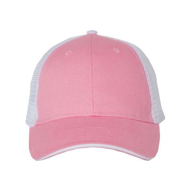 Joe's USA J102 Sandwich Trucker Cap - Wholesale Two - Tone Mesh Cap Pink/ White Adjustable Caps