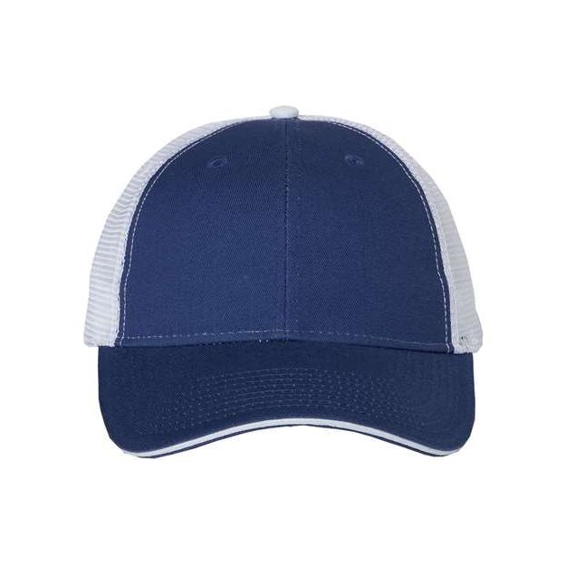 Joe's USA J102 Sandwich Trucker Cap - Wholesale Two - Tone Mesh Cap Royal/ White Adjustable Caps