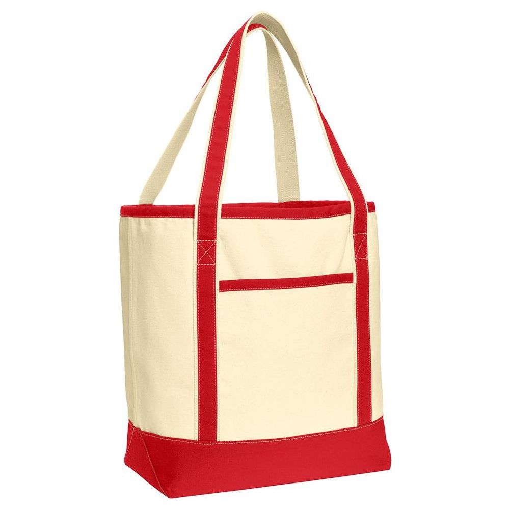 Joe's USA Large Cotton Canvas Boat Bag Natural / Red