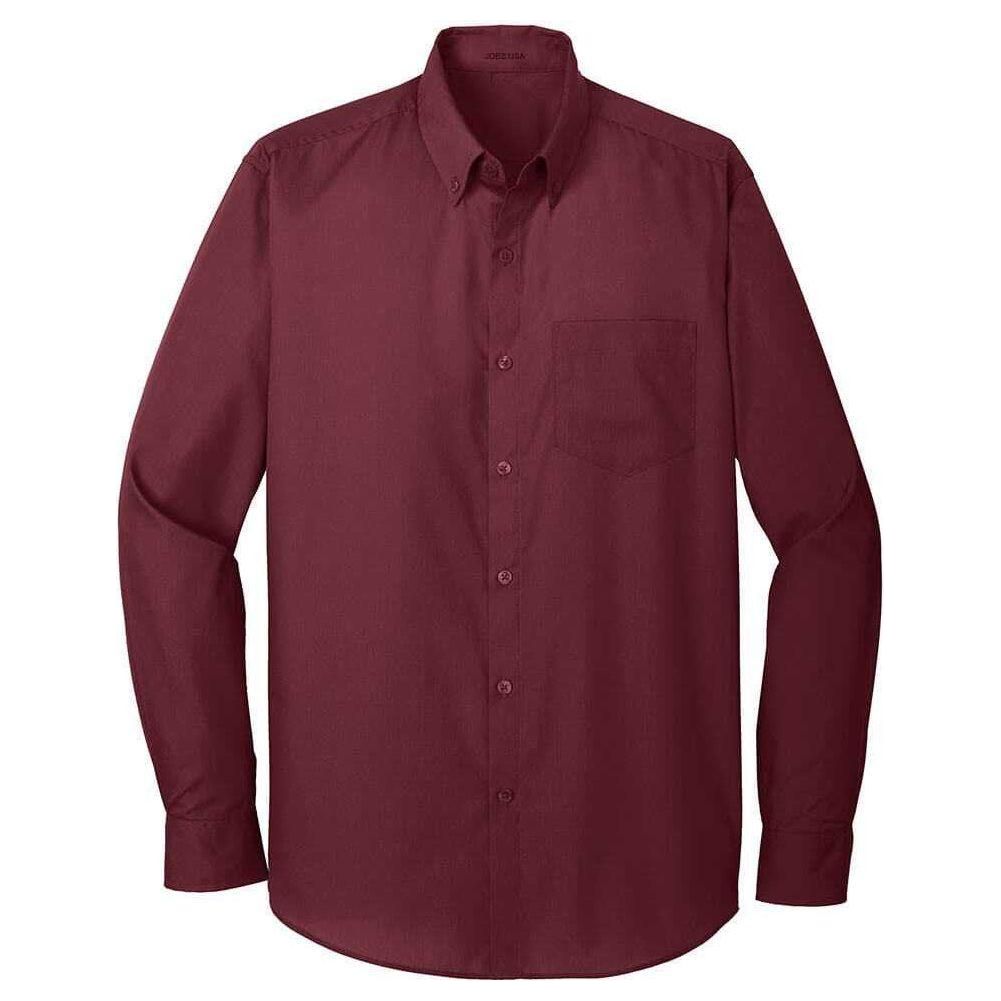 Joe's USA Long Sleeve Carefree Poplin Shirt X - Small Burgundy