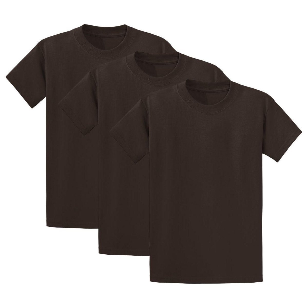 Joe's USA Mens 3 - Pack of 100% Heavyweight Cotton T-Shirts Multi - Packs Big & Tall Sizes Chocolate Small Short Sleeve T-Shirts