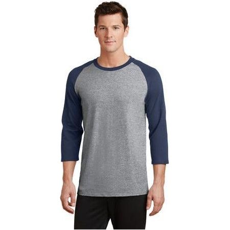 Joe's USA Men's 50/50 Cotton/Poly 3/4 - Sleeve Raglan T-Shirt 3X - Large Athletic Heather/Navy Short Sleeve T-Shirts