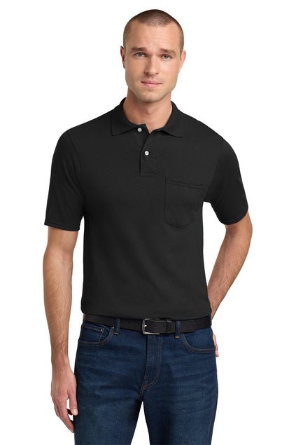 Joe's USA Men's 50/50 Jersey Knit Polo with a Pocket Black Small