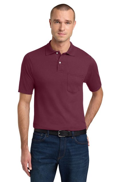 Joe's USA Men's 50/50 Jersey Knit Polo with a Pocket Maroon Small