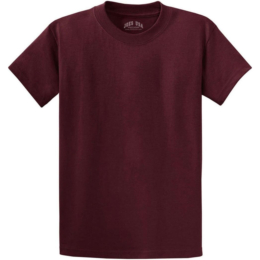 Joe's USA Mens 5.4 - oz 100% Cotton T-Shirt Athletic Maroon Small Short Sleeve T-Shirts