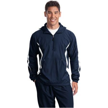 Joe's USA Men's Colorblock Raglan Anorak Large True Navy/White