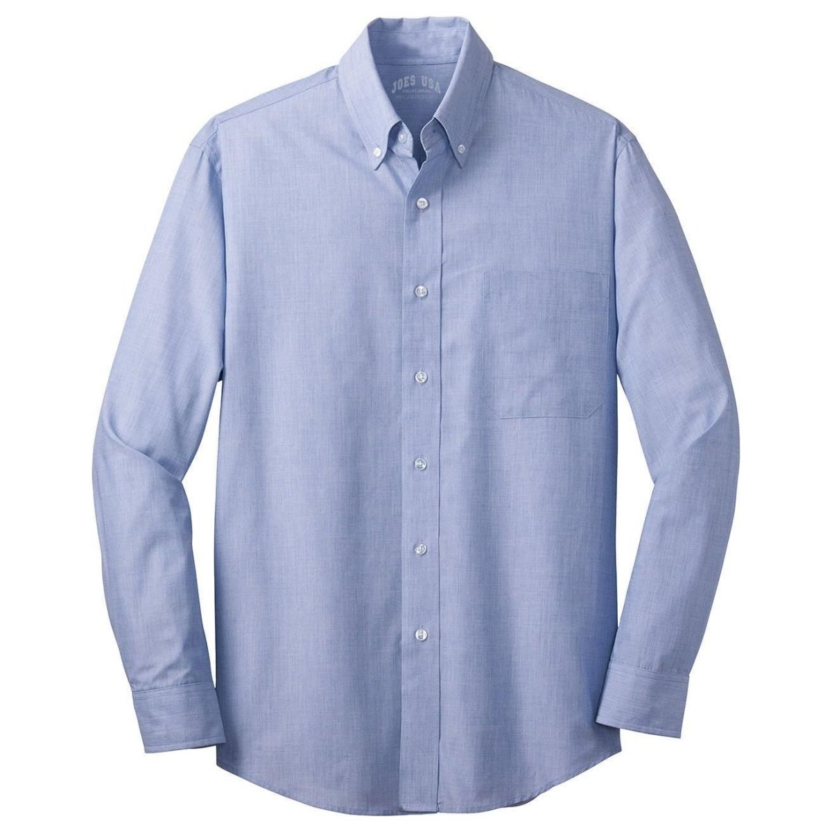 Joe's USA Men's Crosshatch Easy Care Shirt Chambray Blue X - Small Dress Shirt