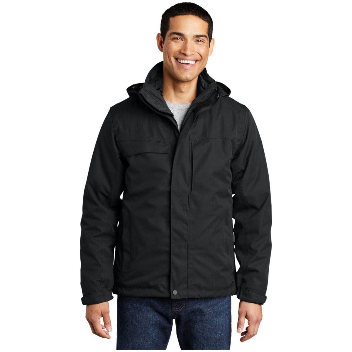Joe's USA Men's Herringbone 3 - in - 1 Parka Black X - Small Insulated Jackets