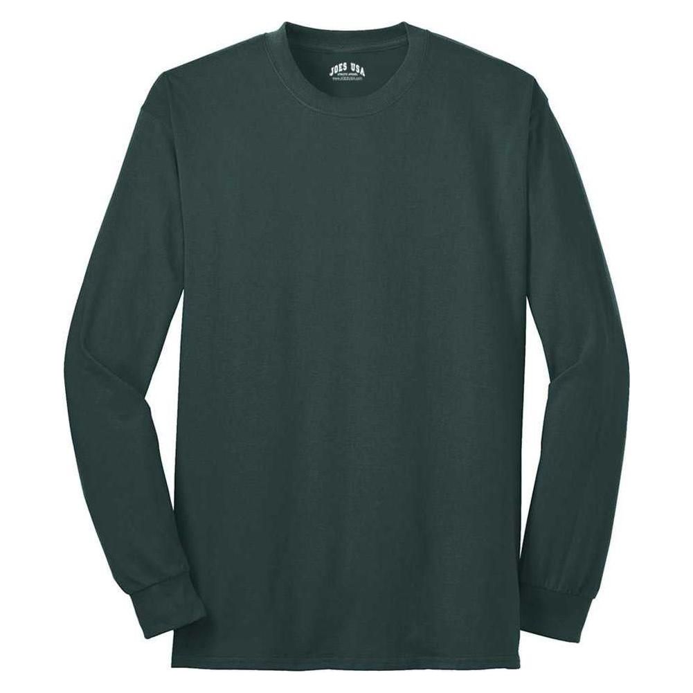 Joe's USA Men's Long Sleeve 50/50 Cotton/Poly T-Shirt Dark Green S Long Sleeve T-Shirts