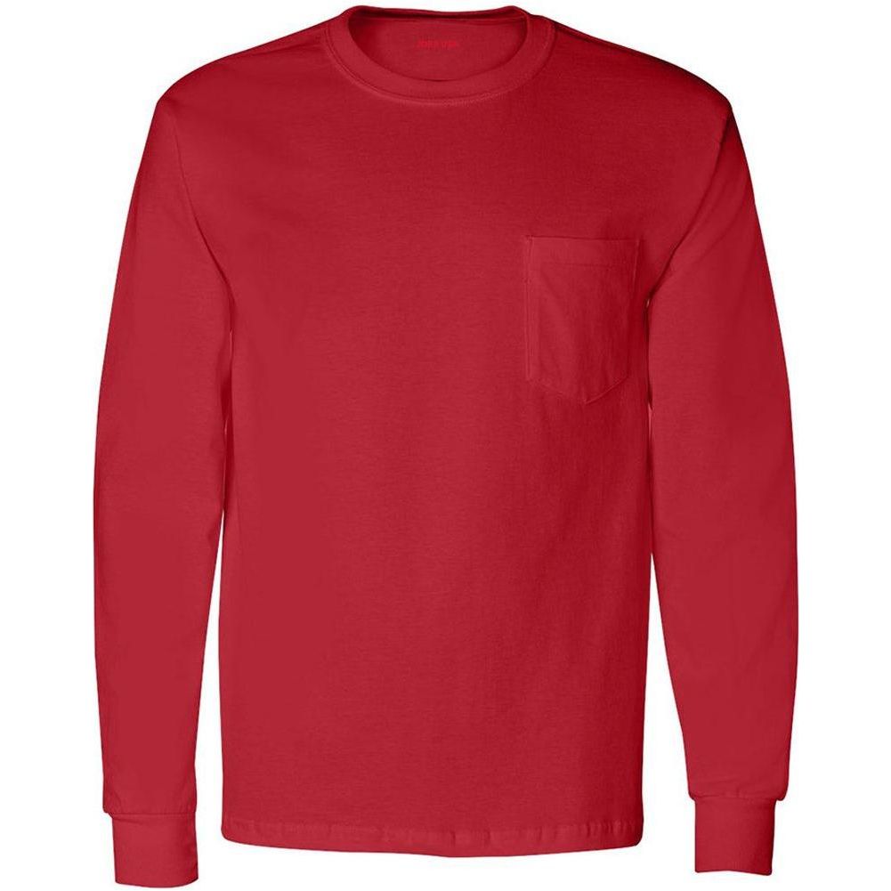 Joe's USA Men's Long Sleeve Essential T-Shirt with Pocket ON SALE Athletic Heather X - Large Short Sleeve T-Shirts
