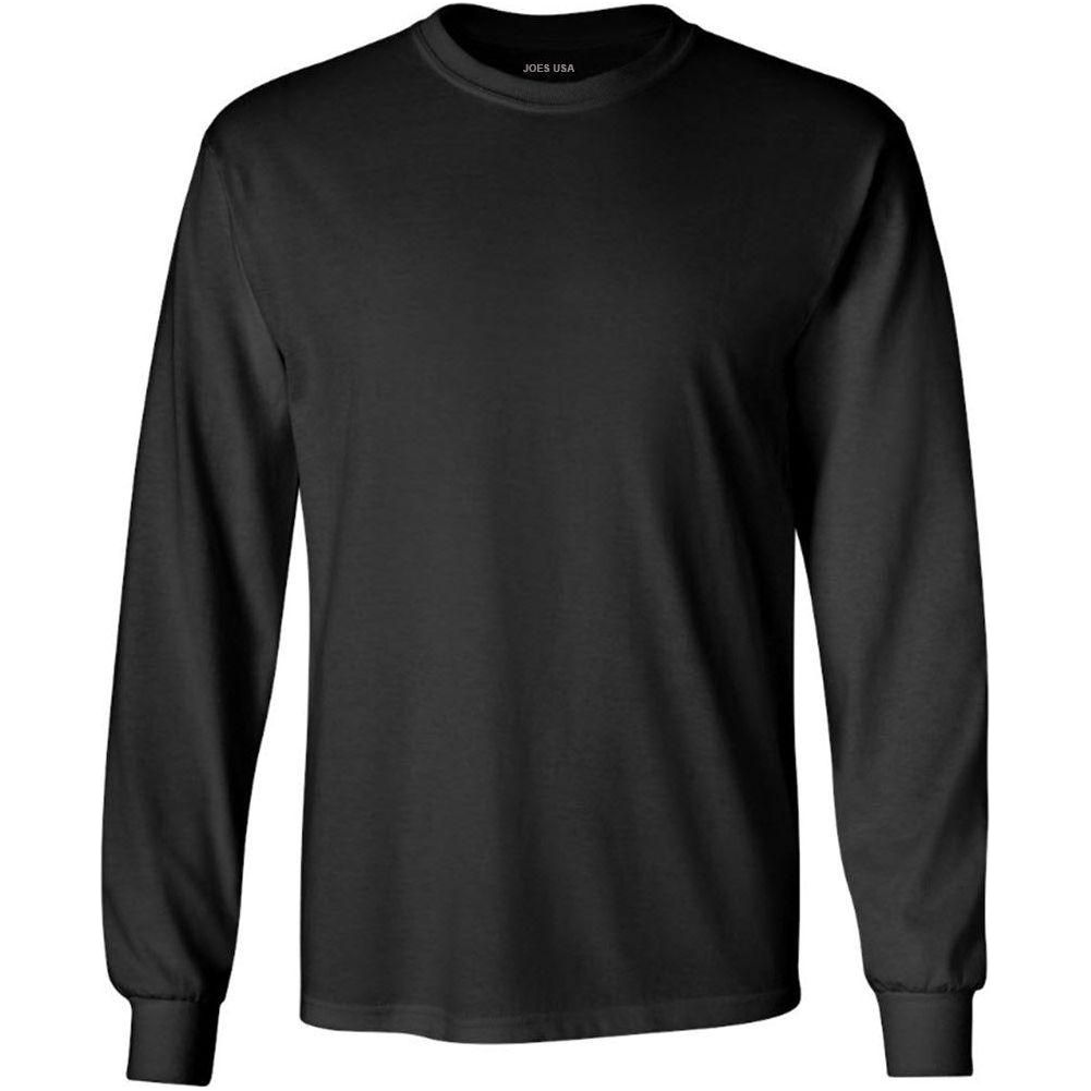 Joe's USA Men's Long Sleeve Heavyweight Cotton T-Shirts in Regular, Big & Tall Black Small Long Sleeve T-Shirts