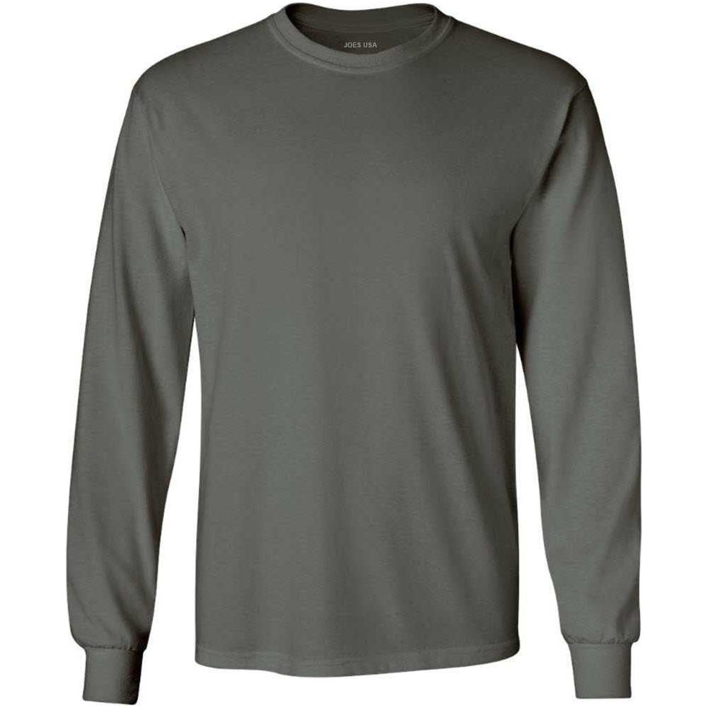 Joe's USA Men's Long Sleeve Heavyweight Cotton T-Shirts in Regular, Big & Tall Charcoal Small Long Sleeve T-Shirts