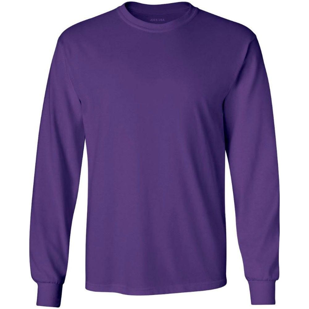 Joe's USA Men's Long Sleeve Heavyweight Cotton T-Shirts in Regular, Big & Tall Purple Small Long Sleeve T-Shirts
