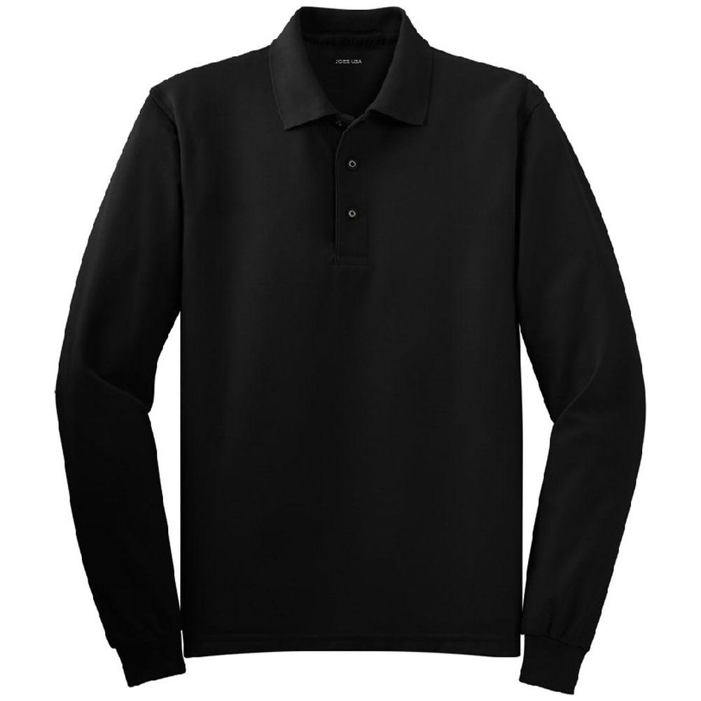 Joe's USA Mens Long Sleeve Silk Touch Polo X - Small Black