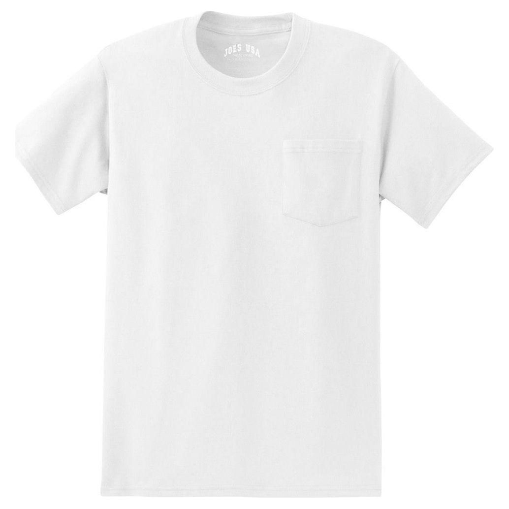 Joe's USA Mens Pocket Tees 6.1 - ounce, 100% Cotton T-Shirts White Small Pocket T-Shirts