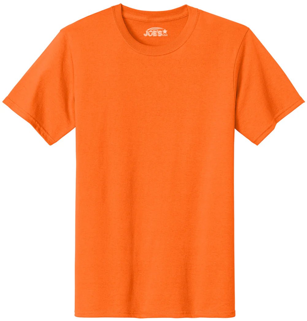 Joe's USA Men's Safety Orange Short Sleeve Work Shirt JUSA55 - 50/50 Cotton Poly Blend S Safety Orange Work Shirts