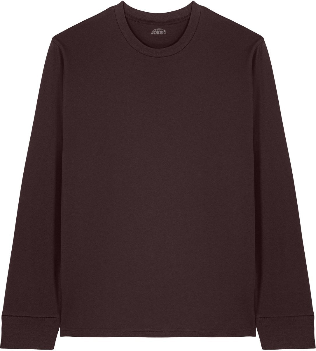 Joe's USA Organic Cotton Long Sleeve Tee Red Brown XS Long Sleeve T-Shirts