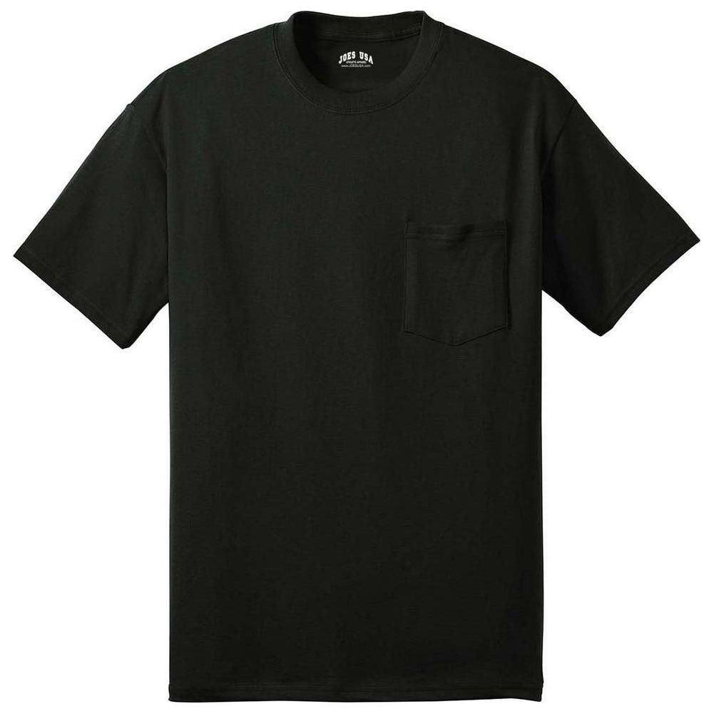 Joe's USA Pocket Tee Shirt - 50/50 Poly Cotton in Sizes S - 6XL Jet Black S Short Sleeve T-Shirts
