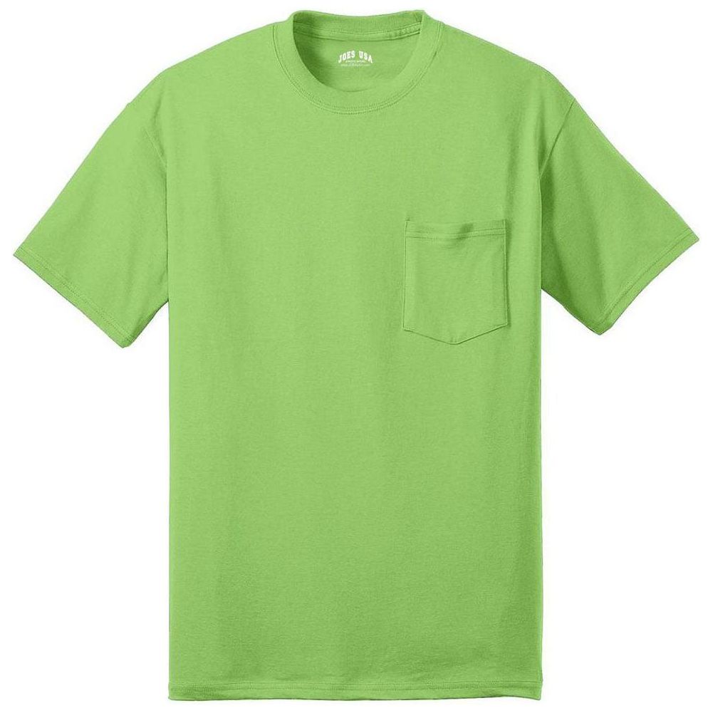 Joe's USA Pocket Tee Shirt - 50/50 Poly Cotton in Sizes S - 6XL Lime S Short Sleeve T-Shirts