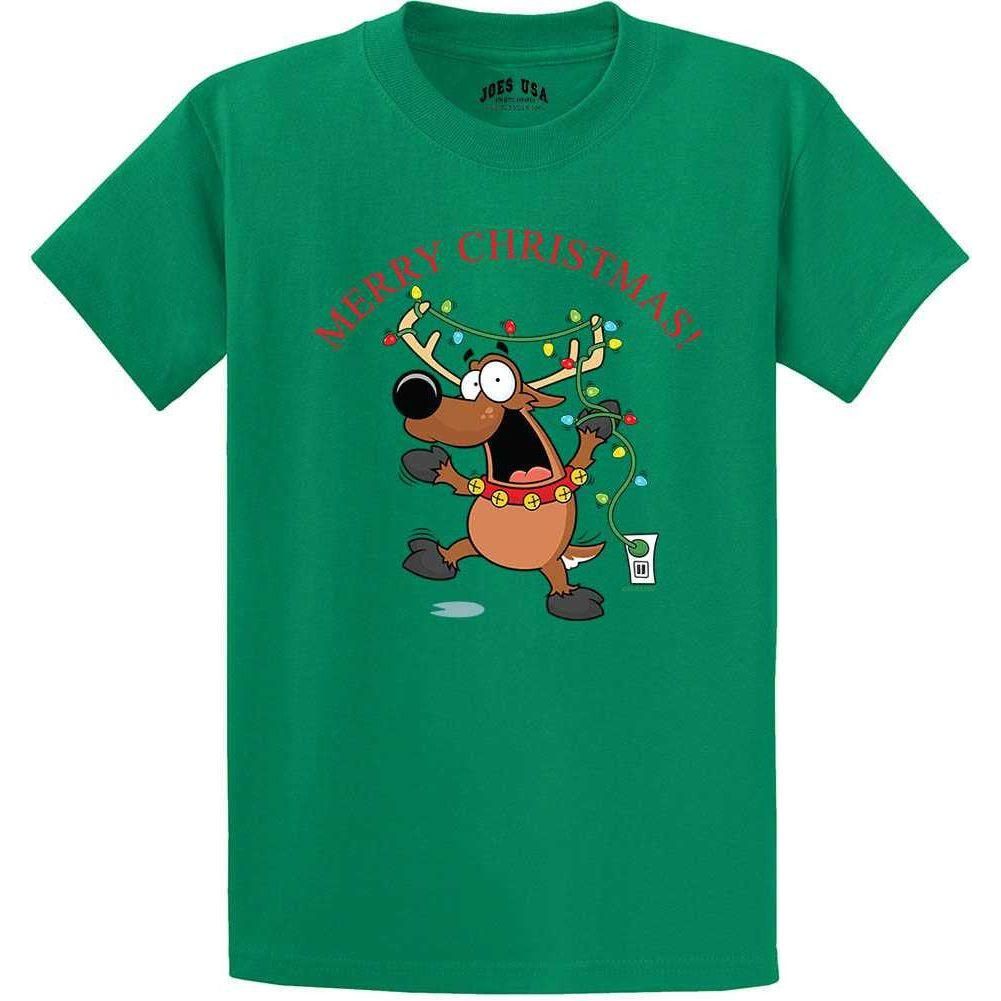 Joe's USA - Santa's Reindeer Collection Green Crewneck Sweatshirt Small