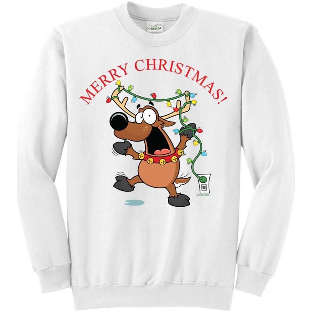 Joe's USA - Santa's Reindeer Collection Green Crewneck Sweatshirt Small