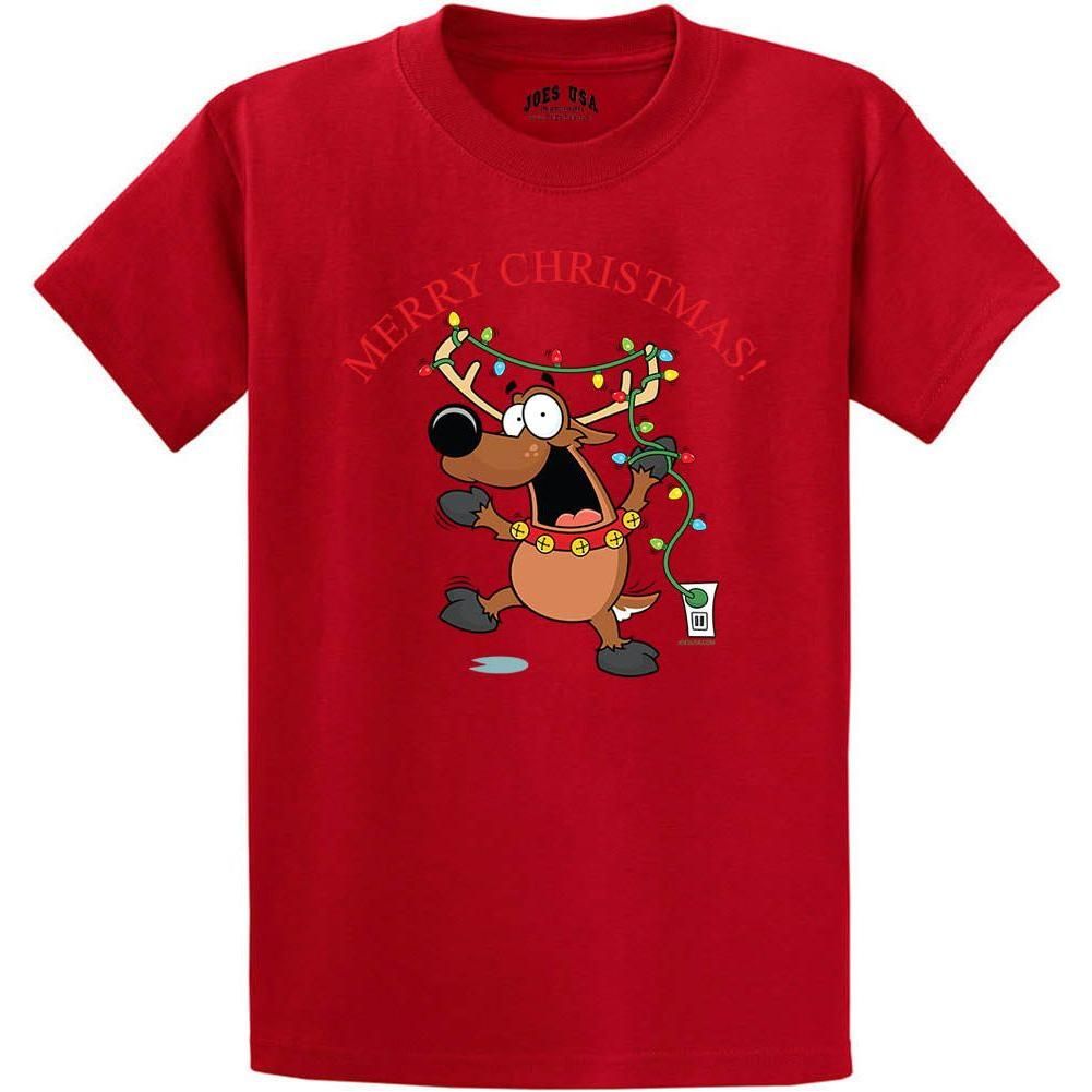 Joe's USA - Santa's Reindeer Collection Red Short Sleeve Tee Small