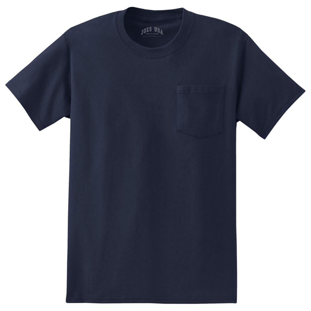 Joe's USA Tall Essential T-Shirt with Pocket Deep Navy Large Tall Short Sleeve T-Shirts