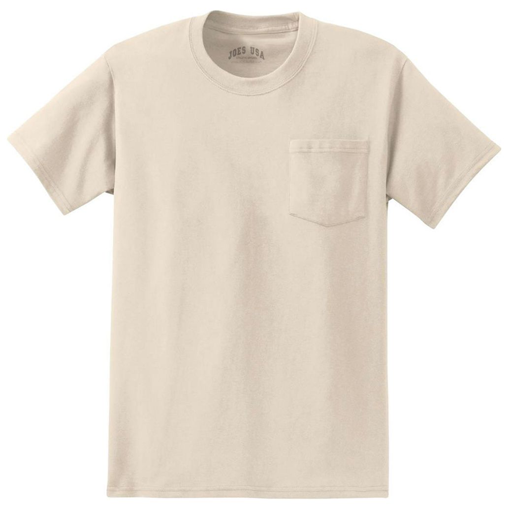 Joe's USA Tall Essential T-Shirt with Pocket Natural Large Tall Short Sleeve T-Shirts