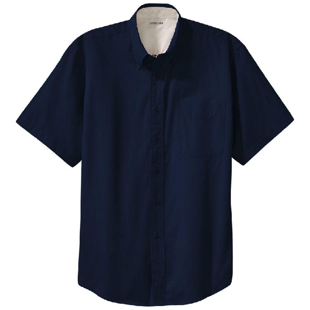 Joe's USA Tall Short Sleeve Easy Care Shirt Large Tall Navy / Light Stone