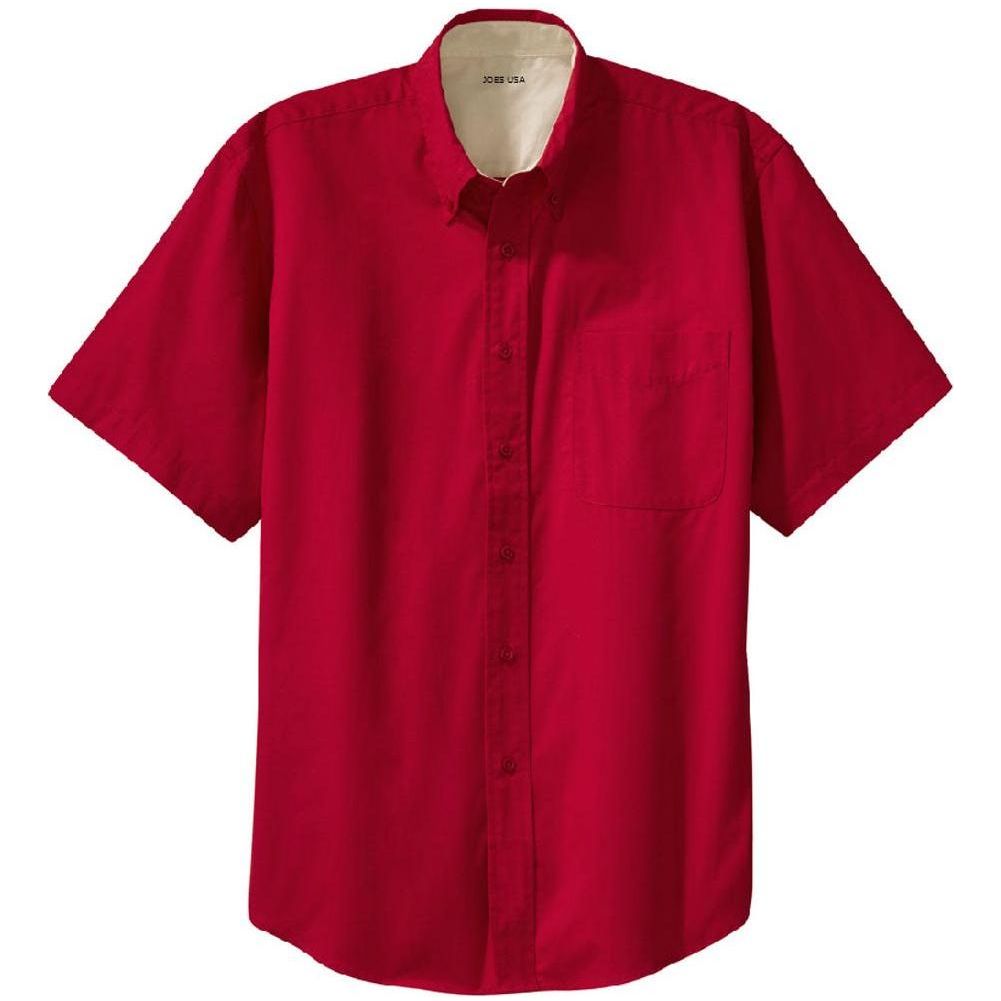 Joe's USA Tall Short Sleeve Easy Care Shirt Large Tall Red / Light Stone