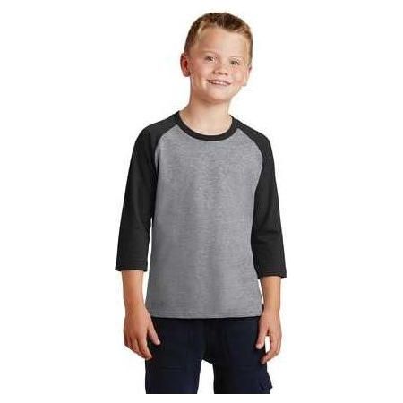 Joe's USA Youth 50/50 Cotton/Poly 3/4 - Sleeve Raglan T-Shirt Youth X - Small Athletic Heather/Jet Black Short Sleeve T-Shirts