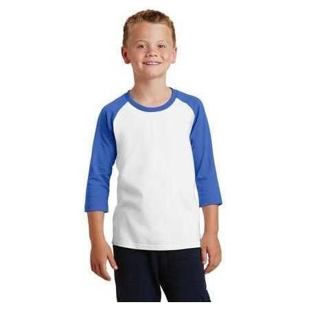 Joe's USA Youth 50/50 Cotton/Poly 3/4 - Sleeve Raglan T-Shirt Youth X - Small Athletic Heather/Jet Black Short Sleeve T-Shirts