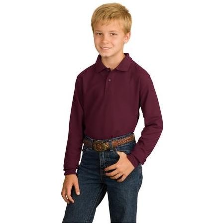 Joe's USA Youth Long Sleeve Silk Touch Polo Burgundy Youth Small