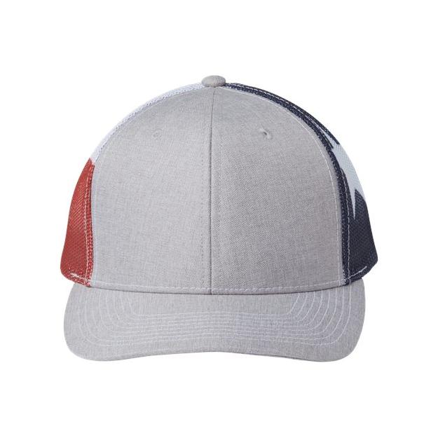 Kati Printed Mesh Trucker Cap - Kati S700M Heather Grey/ Texas Flag Adjustable Caps