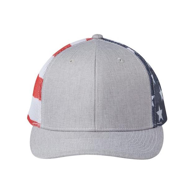 Kati Printed Mesh Trucker Cap - Kati S700M White/ USA Flag Adjustable Caps