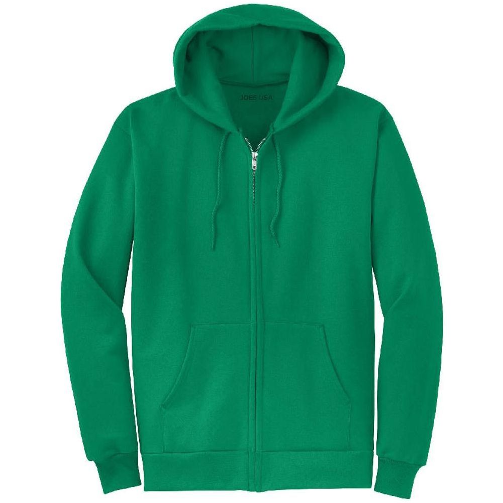 Joe's USA Men's Full Zipper Hoodies - Hooded Sweatshirts in 28 Colors. Sizes S-5XL-IrishGreen Sweatshirts/Fleece Joe's USA Irish Green S