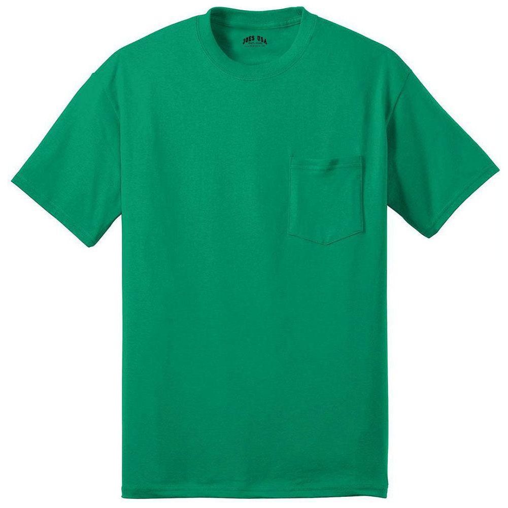 Joe's USA Pocket Tee Shirt- 50/50 Poly Cotton-Kelly Joe's USA Kelly S