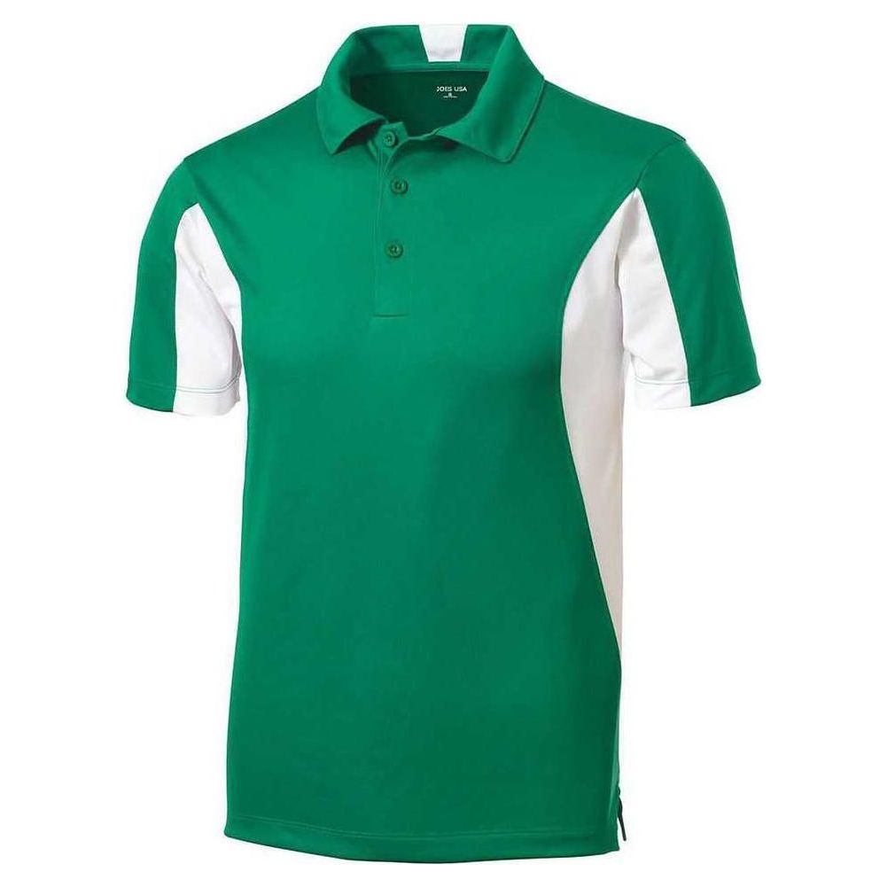 Men's Side Blocked Micropique Sport-Wick Polo - Kelly Green/ White Polos/Knits DRI-EQUIP Kelly Green/ White Small