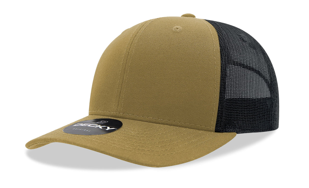 Decky 6 Panel Mid Profile Structured Cotton Blend Trucker | Decky 6021