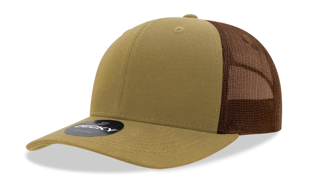 Decky 6 Panel Mid Profile Structured Cotton Blend Trucker | Decky 6021